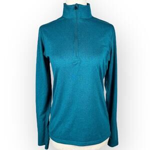 Gorpcore Granola Girl Y2K Sporty Minimal EMS TechWick Teal Half-Zip Pullover XS